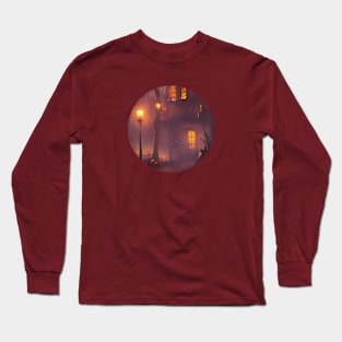 Halloween house in purple haze Long Sleeve T-Shirt